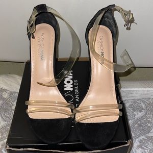 Black heels with clear straps size 9 from fashion nova